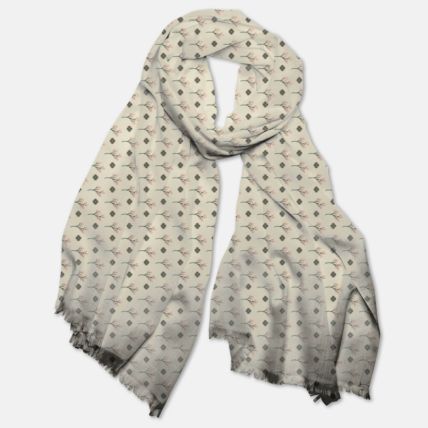 Petit Flower and Quatrefoil Pashmina Scarf
