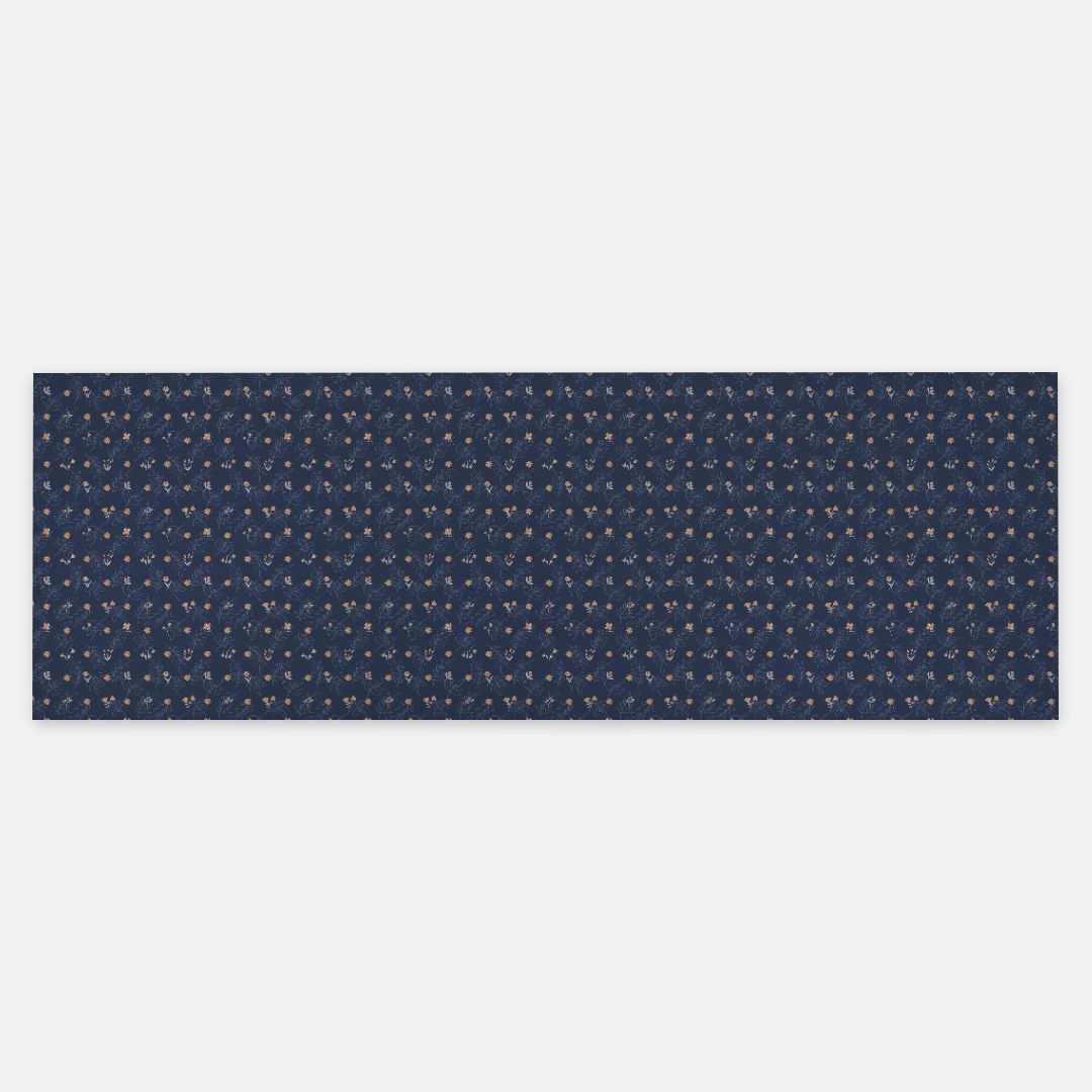 Navy Petit Flower and Leaves Pashmina Scarf