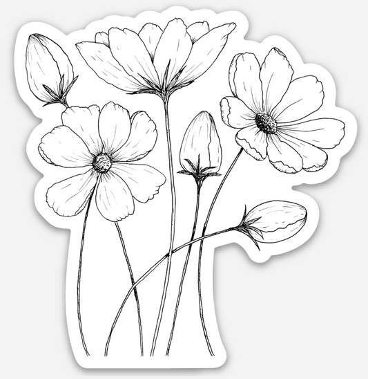 B&W Cosmos Sticker - Contour Cut