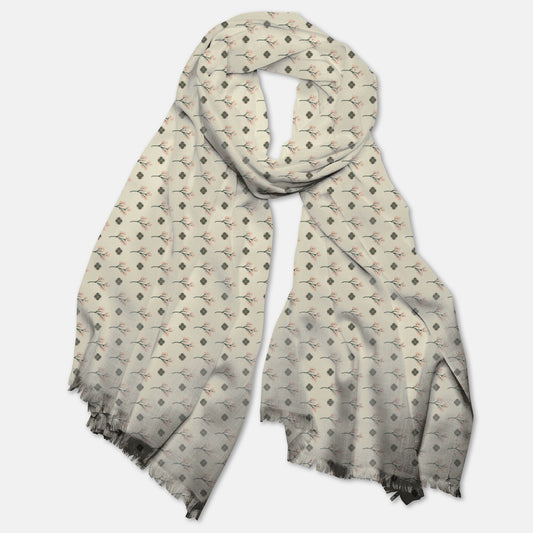 Petit Flower and Quatrefoil Pashmina Scarf