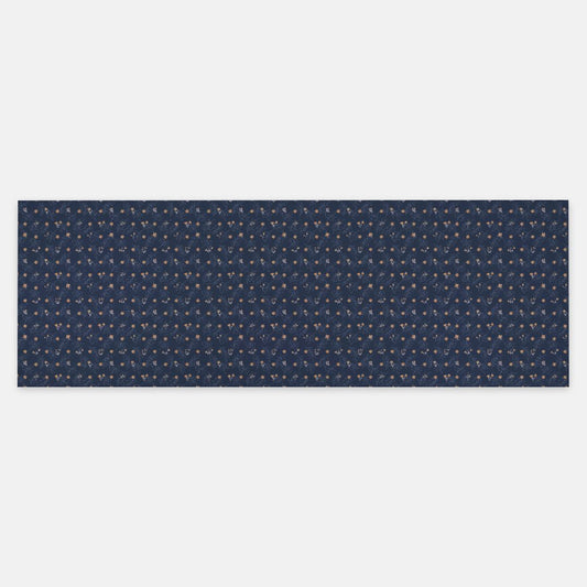 Navy Petit Flower and Leaves Pashmina Scarf