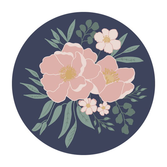 Moody Blue Flower Sticker 3 Inch Circle